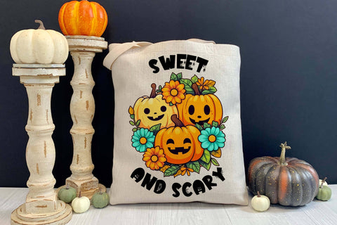 Sweet and Scary Halloween Pumpkins PNG Sublimation Designs by Ira 