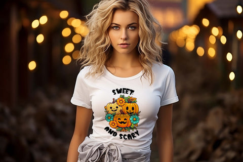 Sweet and Scary Halloween Pumpkins PNG Sublimation Designs by Ira 