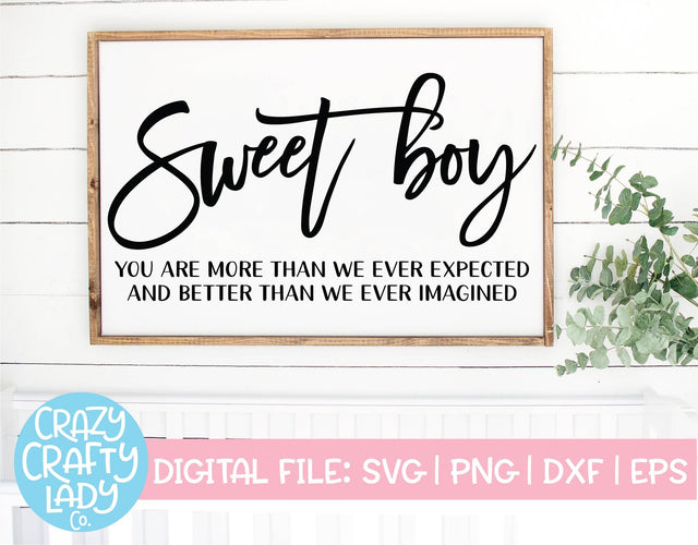 Sweet Boy | Nursery SVG Cut File SVG Crazy Crafty Lady Co. 