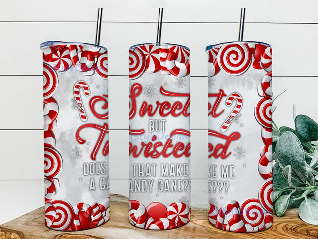 Sweet But Twisted 20oz Skinny Tumbler, Candy Cane Tumbler Wrap, Christmas Candy Design Tumbler, Sweet Tumbler Png, Merry Christmas Sublimation Design, Instant Download Sublimation iStyleDesign 