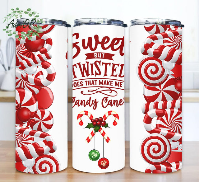 Sweet But Twisted 20oz Skinny Tumbler Png, Christmas Tumbler Wrap, Candy Cane Tumbler, Coffee Christmas Tumbler, Funny Christmas Tumbler Sublimation AdriOP 