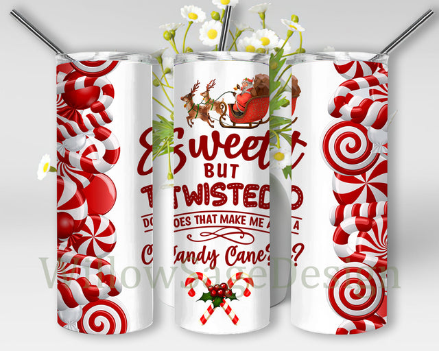 Sweet But Twisted Design Tumbler, Christmas 20oz Tumbler Png, Candy Cane Tumbler Wrap, Xmas Sublimation Design, Instant Download Sublimation WillowSageDesign 