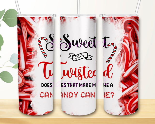 Sweet But Twisted Does That Make Me A Candy Cane 20oz Skinny Tumbler, Christmas Tumbler Wrap Design , Seamless Candy Cane PNG Wrap Sublimation sassyprint 