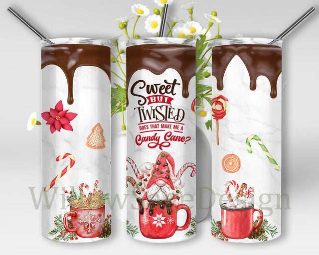Sweet But Twisted Does That Make Me A Candy Cane Design Png, Hot Chocolate Gnome 20oz Skinny Tumbler, Winter Tumbler Design, Holiday Season Sublimation Design, Digital Download Sublimation WillowSageDesign 