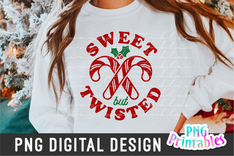 Sweet But Twisted png - Funny Christmas Sublimation - png Print File for Sublimation or Print - Distressed - File Sublimation Svg Cuttables 