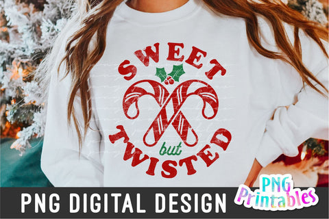 Sweet But Twisted png - Funny Christmas Sublimation - png Print File for Sublimation or Print - Distressed - File Sublimation Svg Cuttables 