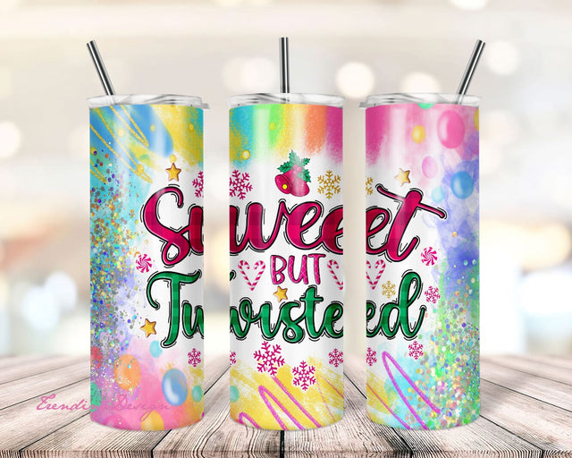 Sweet But Twisted Tumbler, Glitter Tumbler Wrap, Christmas 20 oz Tumbler Wrap, Candy Cane Png, Peppermint Png Sublimation TrendingDesign 