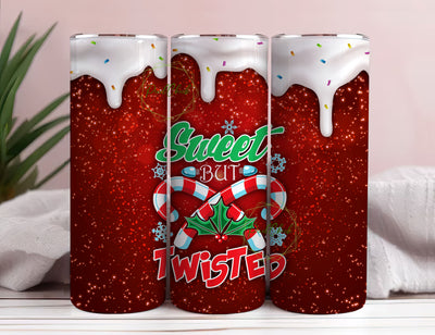 Sweet But Twisted Tumbler Wrap 20oz Skinny Tumbler Design Candy Cane Tumbler PNG Sublimation Tumbler Download Christmas Design Sublimation PixelChick 