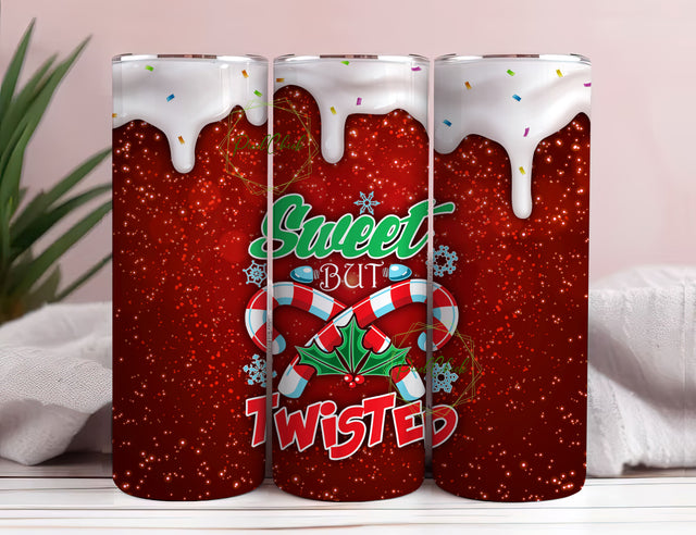 Sweet But Twisted Tumbler Wrap 20oz Skinny Tumbler Design Candy Cane Tumbler PNG Sublimation Tumbler Download Christmas Design Sublimation PixelChick 