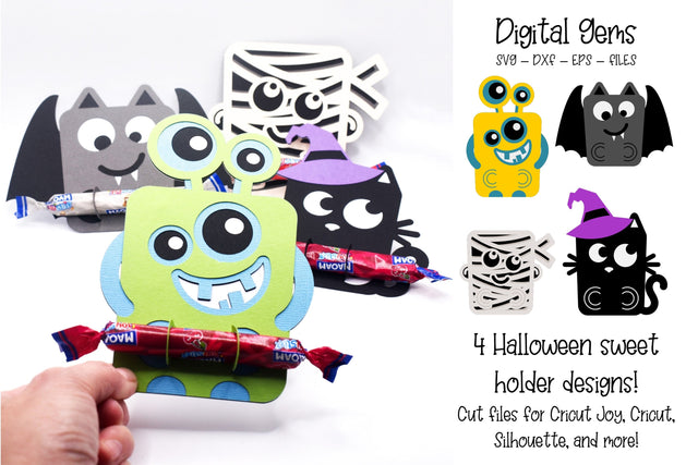 Sweet Candy holder SVG files | 4 Halloween designs SVG Digital Gems 