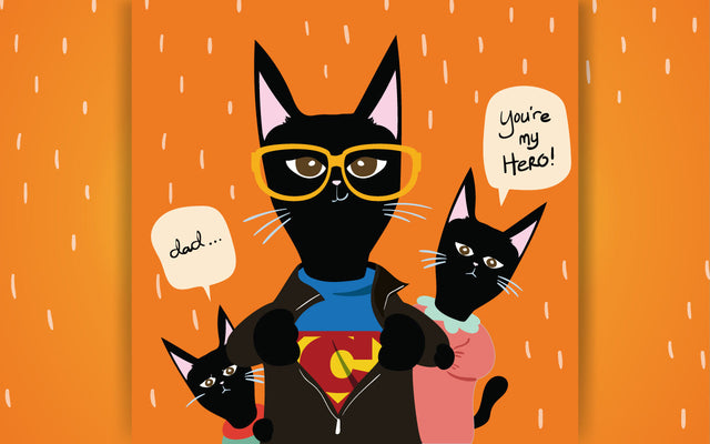 Sweet card for Father's Day with cats you are my Hero SVG naemmiah021 