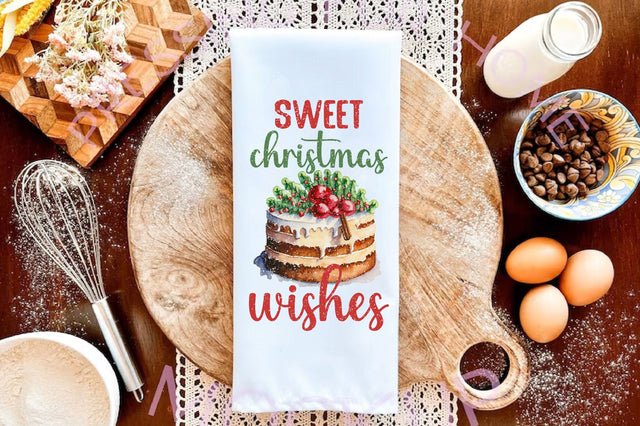 Sweet Christmas Wishes Cake Dish Towel Sublimation Sublimation Jagonath Roy 