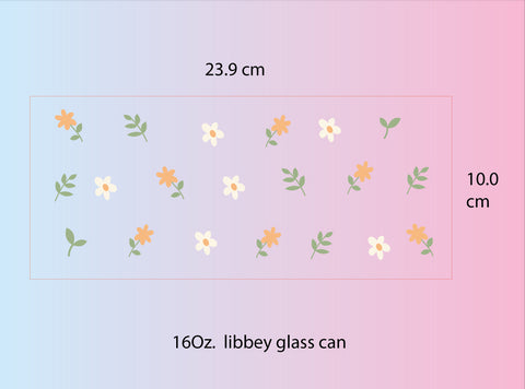 sweet daisy print 16oz. Libbey glass can wrap, valentine's day glass can wrap svg Digital Pattern ChuliArt 