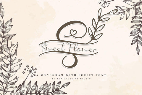 Sweet Flower Monogram Font AEN Creative Store 