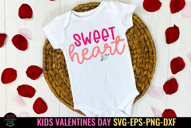 Sweet Heart I Kids Valentines SVG I Baby Valentines SVG SVG Happy Printables Club 