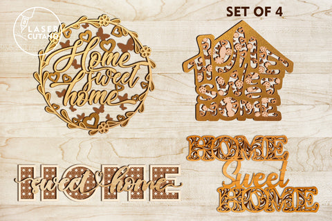 Sweet Home Signs Bundle Multilayer Cut Template, Mandala, Sign SVG, 3D Designs, Mini Design Bundles SVG LaserCutano 