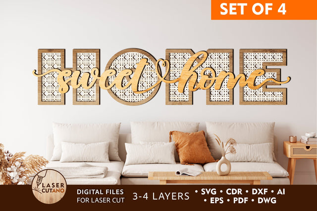 Sweet Home Signs Bundle Multilayer Cut Template, Mandala, Sign SVG, 3D Designs, Mini Design Bundles SVG LaserCutano 