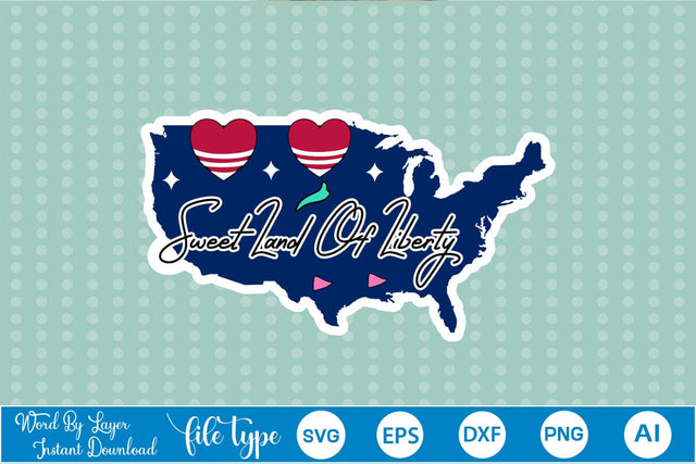 Sweet Land Of Liberty Sticker SVG SVGs,Quotes and Sayings,Food & Drink,On Sale, Print & Cut SVG DesignPlante 503 