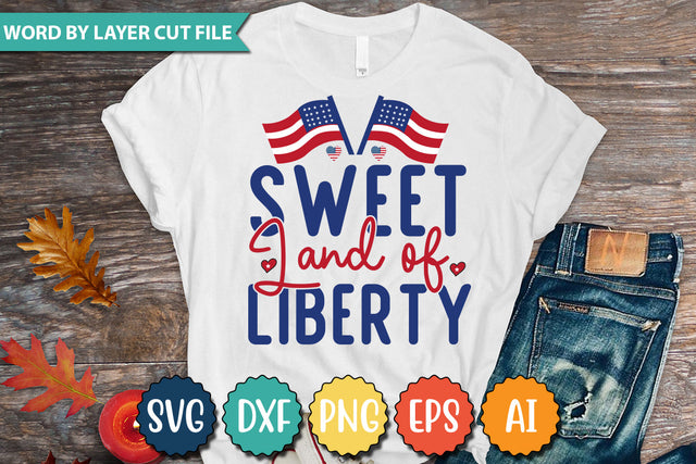 Sweet Land of Liberty SVG Cut File,SVGs,quotes-and-sayings,food-drink,mini-bundles,print-cut,on-sale,Clipart Clip Art Sublimation or Vinyl Shirt Design SVG DesignPlante 503 