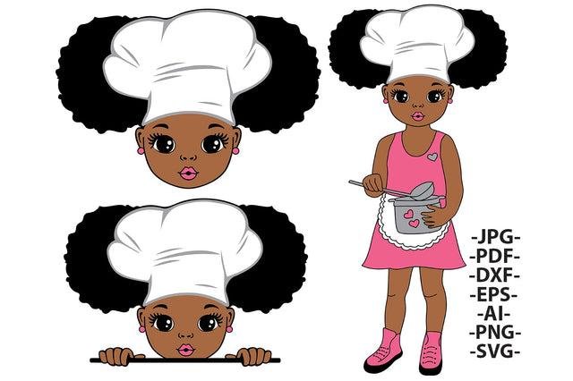 Sweet Little Girl Cooking Svg, Black Girl bundle Svg, Afro Girl Bundle Svg, Black Girl Cooker, Cooking Hat, Afro Girl Svg, Sweety Girl Svg SVG 1uniqueminute 