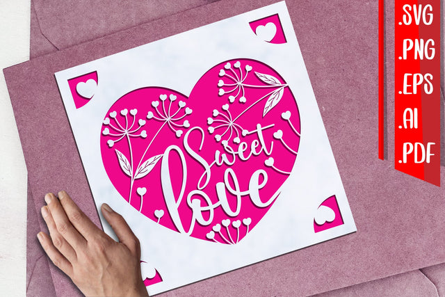 Sweet Love Greeting Cards svg eps png ai pdf 3D Paper zafrans studio 