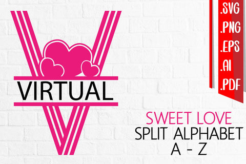 Sweet Love Split Alphabet A-Z SVG zafrans studio 