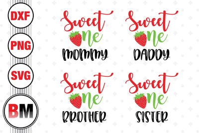 Sweet One Family Strawberry SVG, PNG, DXF Files SVG BMDesign 