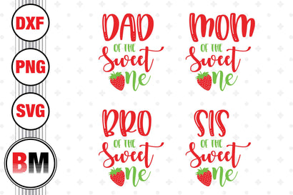 Sweet One Family Strawberry SVG, PNG, DXF Files SVG BMDesign 
