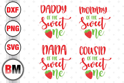 Sweet One Family Strawberry SVG, PNG, DXF Files SVG BMDesign 