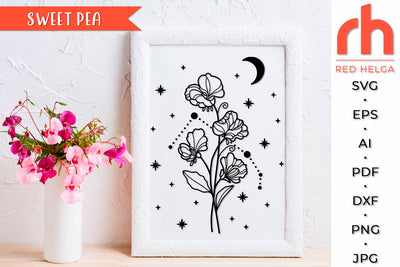Sweet Pea SVG - Aries Flower Cut File SVG RedHelgaArt 