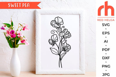 Sweet Pea SVG - Aries Flower Cut File SVG RedHelgaArt 