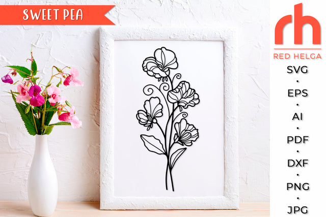 Sweet Pea SVG - Aries Flower Cut File SVG RedHelgaArt 