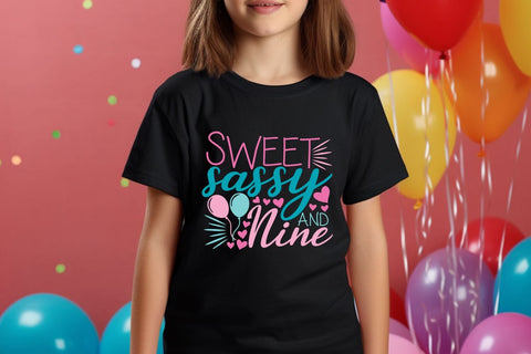 Sweet Sassy And Nine| Ninth Birthday SVG Cutting Files. SVG CosmosFineArt 