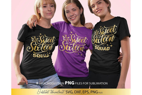 Sweet Sixteen SVG | Sweet Sixteen Squad SVG | 16th Birthday Party SVG SVG March Design Studio 
