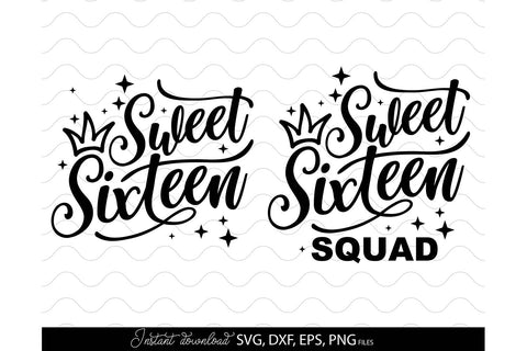 Sweet Sixteen SVG | Sweet Sixteen Squad SVG | 16th Birthday Party SVG SVG March Design Studio 