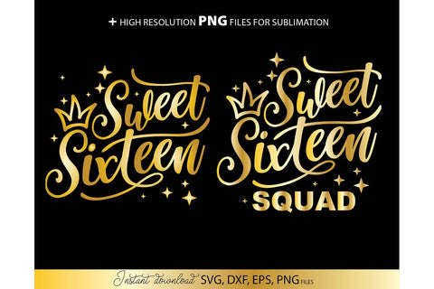 Sweet Sixteen SVG | Sweet Sixteen Squad SVG | 16th Birthday Party SVG SVG March Design Studio 