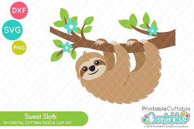 Sweet Sloth SVG SVG Printable Cuttable Creatables 