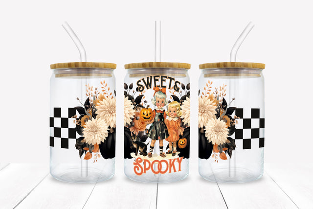 Sweet & Spooky Halloween 16 oz Glass Can Sublimation Wrap Sublimation BijouBay 