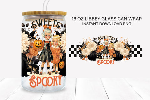 Sweet & Spooky Halloween 16 oz Glass Can Sublimation Wrap Sublimation BijouBay 