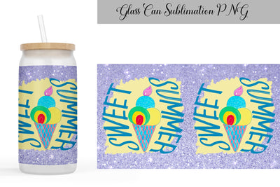 Sweet Summer Can Glass Wrap| 16 oz Libbey Glass Can Sublimation WatercolorColorDream 