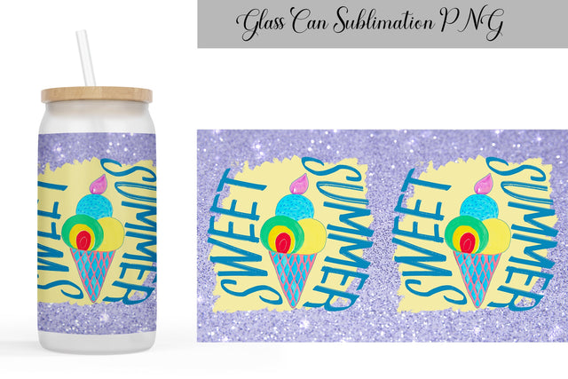 Sweet Summer Can Glass Wrap| 16 oz Libbey Glass Can Sublimation WatercolorColorDream 