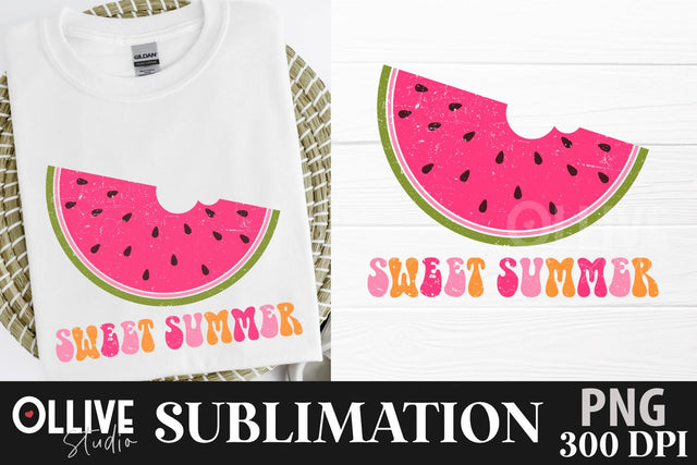 Sweet Summer Retro Distressed PNG | Summer Sublimation PNG SVG Ollive Studio 