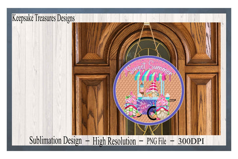 Sweet Summer, Summer Gnome Wreath Attachment, PNG Sublimation Design, Ice Cream Gnome, Digital Download, Sublimation Template Sublimation Keepsake Treasures Designs LLC. 