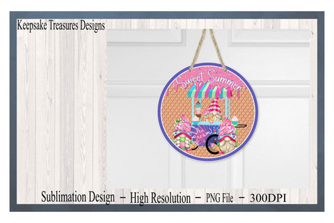 Sweet Summer, Summer Gnome Wreath Attachment, PNG Sublimation Design, Ice Cream Gnome, Digital Download, Sublimation Template Sublimation Keepsake Treasures Designs LLC. 
