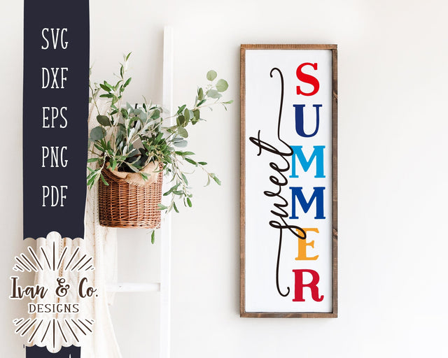 Sweet Summer SVG Files | Summer Svg | Front Porch | Porch Sign | Vertical Sign | Commercial Use | Cricut | Silhouette | Digital Cut Files | DXF PNG (1398240069) SVG Ivan & Co. Designs 