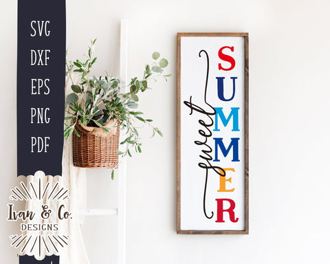 Sweet Summer SVG Files | Summer Svg | Front Porch | Porch Sign | Vertical Sign | Commercial Use | Cricut | Silhouette | Digital Cut Files | DXF PNG (1398240069) SVG Ivan & Co. Designs 