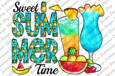 Sweet Summer Time Png, Summer Sublimation, Pineapple Png, Cocktail Png, Fruits Png, Instant Download, Sublimation Designs, Digital Download Sublimation SublimationDesignShop 