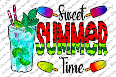 Sweet Summer Time Png, Summer Sublimation, Watermelon Png, Cocktail Png, Mojito Png, Instant Download, Sublimation Designs, Digital Download Sublimation SublimationDesignShop 