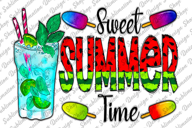 Sweet Summer Time Png, Summer Sublimation, Watermelon Png, Cocktail Png, Mojito Png, Instant Download, Sublimation Designs, Digital Download Sublimation SublimationDesignShop 