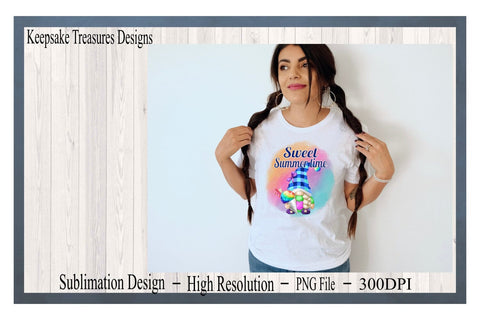 Sweet Summer Time, Snow Cone, Summer Gnome, Sublimation Design, Watercolor Background, PNG File, Digital Download Sublimation Keepsake Treasures Designs LLC. 